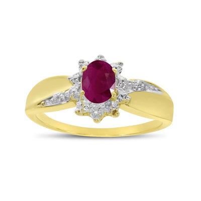 Maura Gems and Jewellery 6 10K Yellow Gold Oval Ruby and Diamond Ring