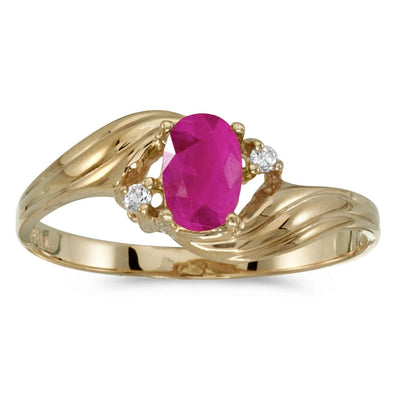 Maura Gems and Jewellery 8.5 10K Yellow Gold Oval Ruby and Diamond Ring