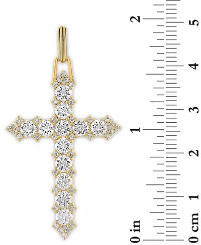 Maura Gems and Jewellery Gold Over Silver Cubic Zirconia Cross Pendant in 14K Gold-Plated Sterling Silver, Created for Macy'S