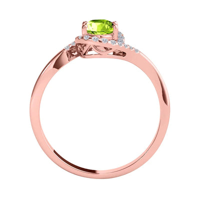 Maura Gems and Jewellery Rose Gold / 6.5 / Peridot Engagement Rings for Women 1.00 Carat Peridot & Halo Diamond Engagement Ring Prong-Setting 14K Solid Rose Gold