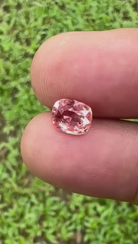 Natural Padparadscha Sapphire gemstone 2.54 ct rare unheated Cushion shape