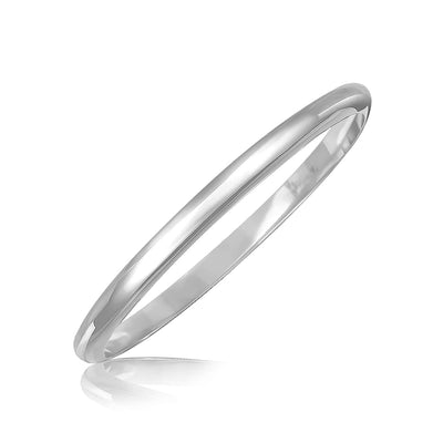 RCJ Bangles 7.5'' / Sterling Silver Sterling Silver Rhodium Plated Slim Dome Motif Bangle (6.50 mm)