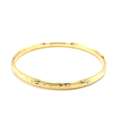 RCJ Bangles 7'' / Yellow Gold 10k Yellow Gold Botanical Pattern Florentine Bangle (5.00 mm)