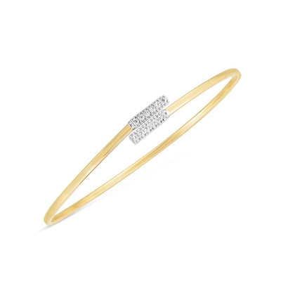 RCJ Bangles Two-Tone Gold 14k Two Tone Gold Diamond Bypass Bar Bangle (2.00 mm)
