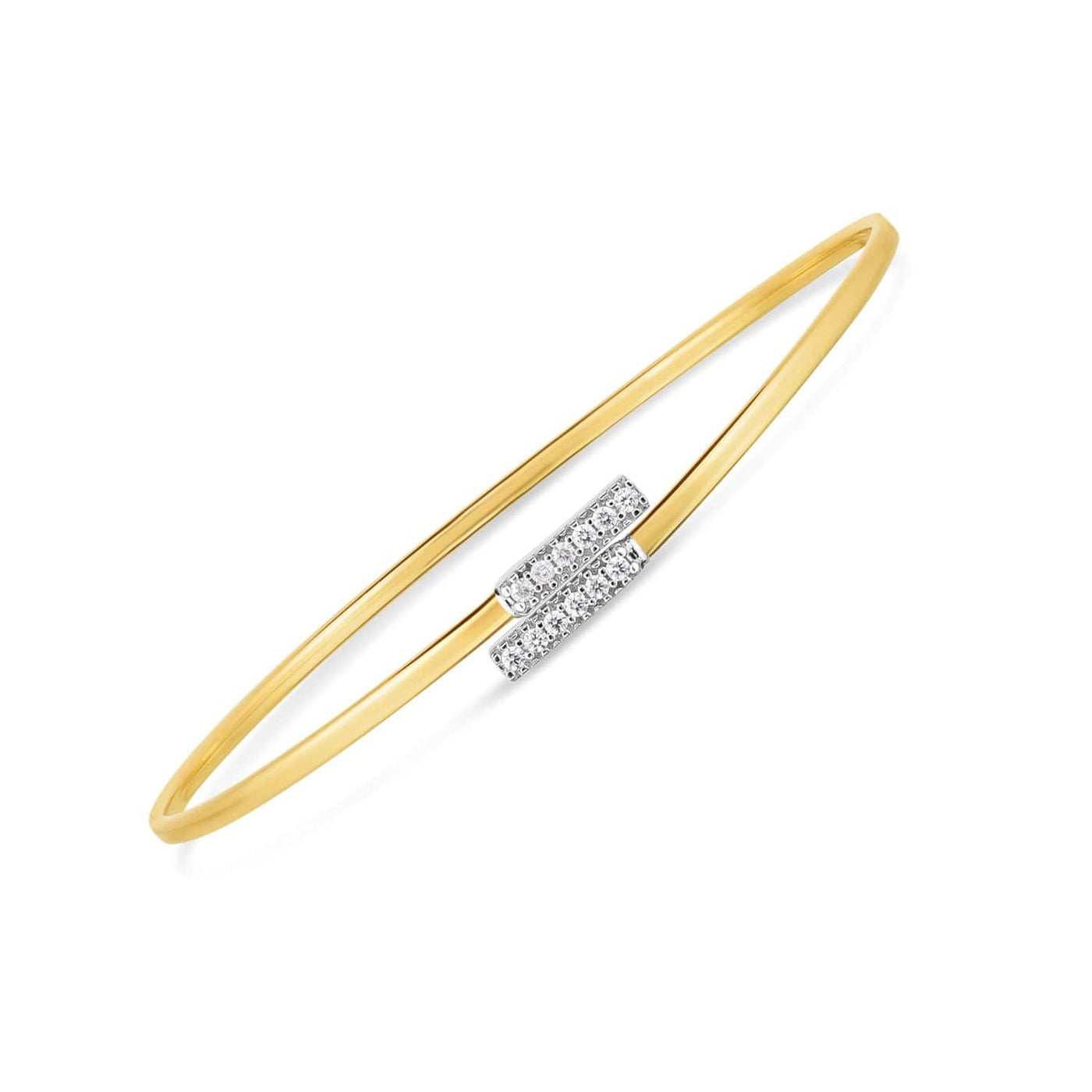 RCJ Bangles Two-Tone Gold 14k Two Tone Gold Diamond Bypass Bar Bangle (2.00 mm)