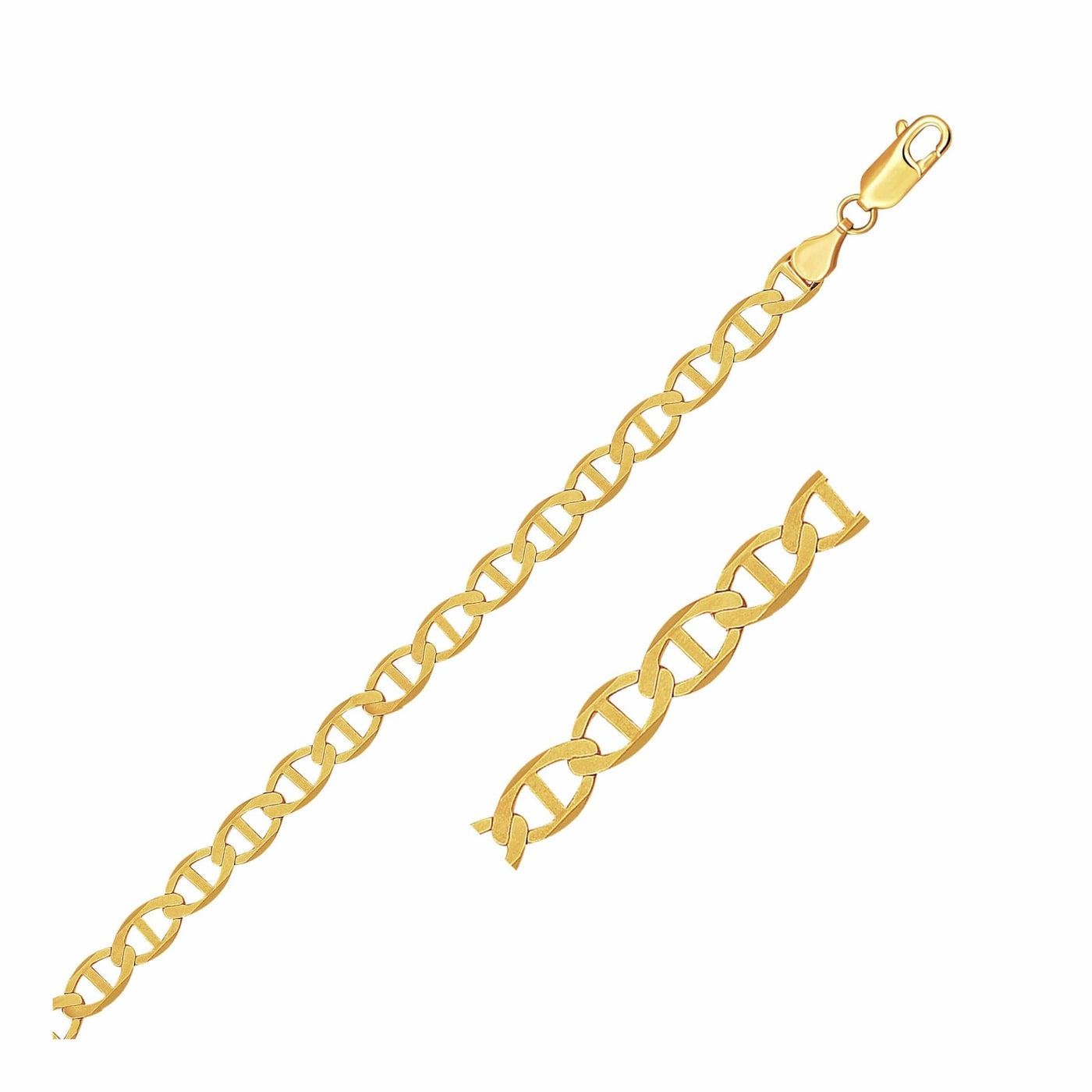 RCJ Bracelets 10k Yellow Gold Mariner Link Bracelet (5.10 mm)