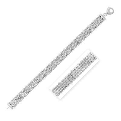 RCJ Bracelets 14k White Gold Faceted Panther Link Chain Bracelet