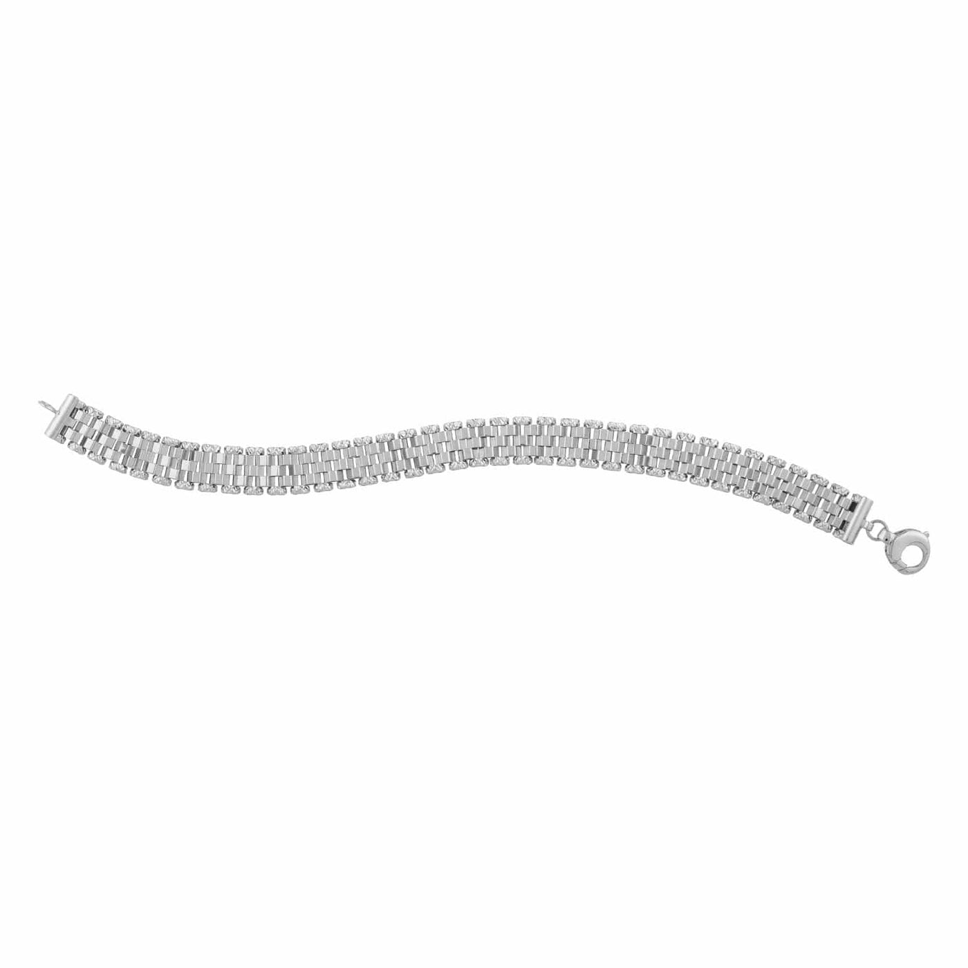 RCJ Bracelets 14k White Gold Faceted Panther Link Chain Bracelet