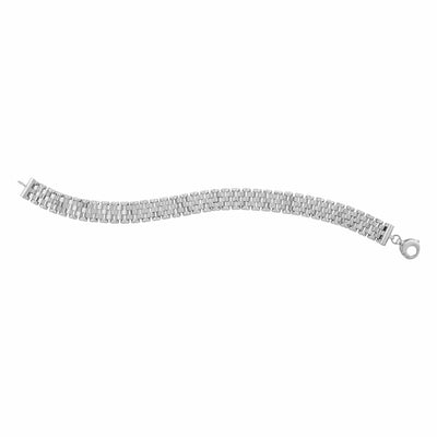 RCJ Bracelets 14k White Gold Faceted Panther Link Chain Bracelet