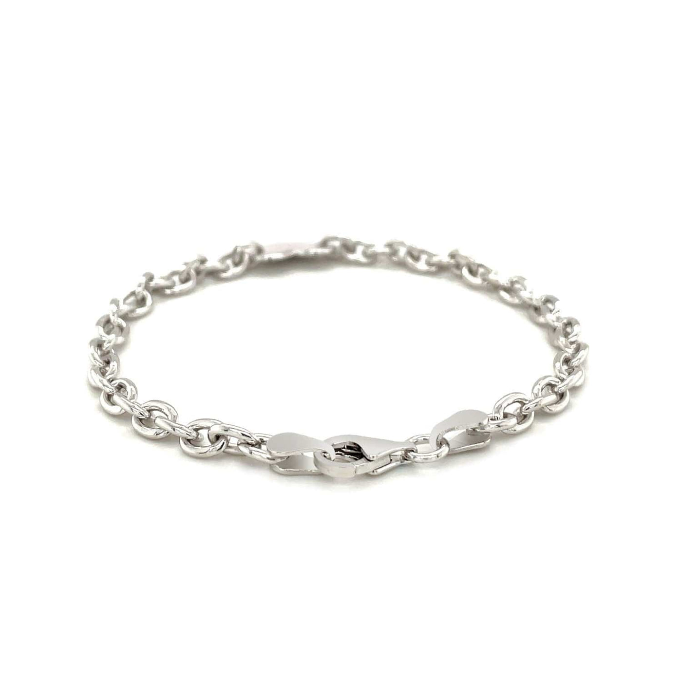 RCJ Bracelets 7.25'' / Sterling Silver Sterling Silver Rhodium Plated Chain Bracelet with a Flat Heart Station (5.00 mm)