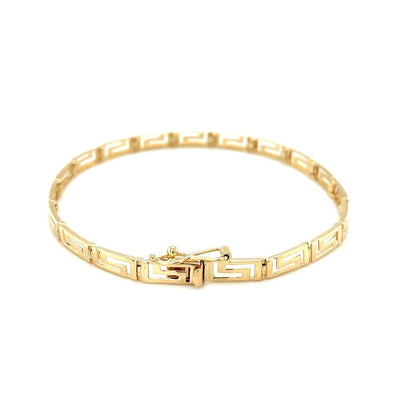 RCJ Bracelets 7.25'' / Yellow Gold 14k Yellow Gold Greek Fret Design Fancy Bracelet (3.30 mm)