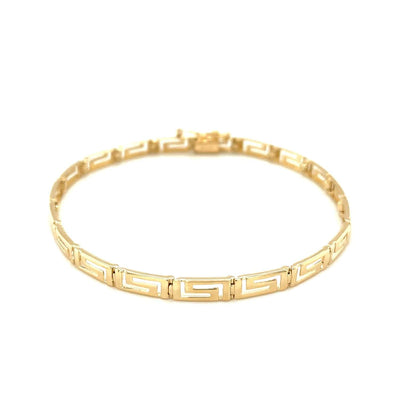 RCJ Bracelets 7.25'' / Yellow Gold 14k Yellow Gold Greek Fret Design Fancy Bracelet (3.30 mm)