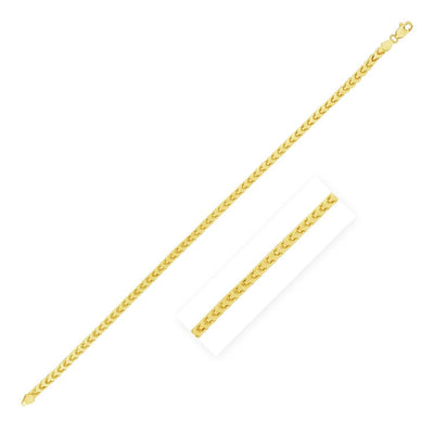 RCJ Bracelets 7.5 / Yellow Gold 14k Yellow Gold Solid Diamond Cut Round Franco Bracelet (3.10 mm)