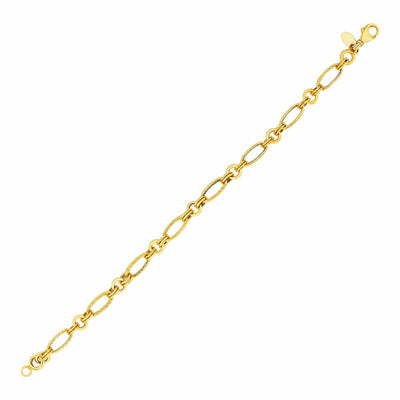 RCJ Bracelets 7.5'' / Yellow Gold 14k Yellow Gold Twisted and Polished Link Bracelet