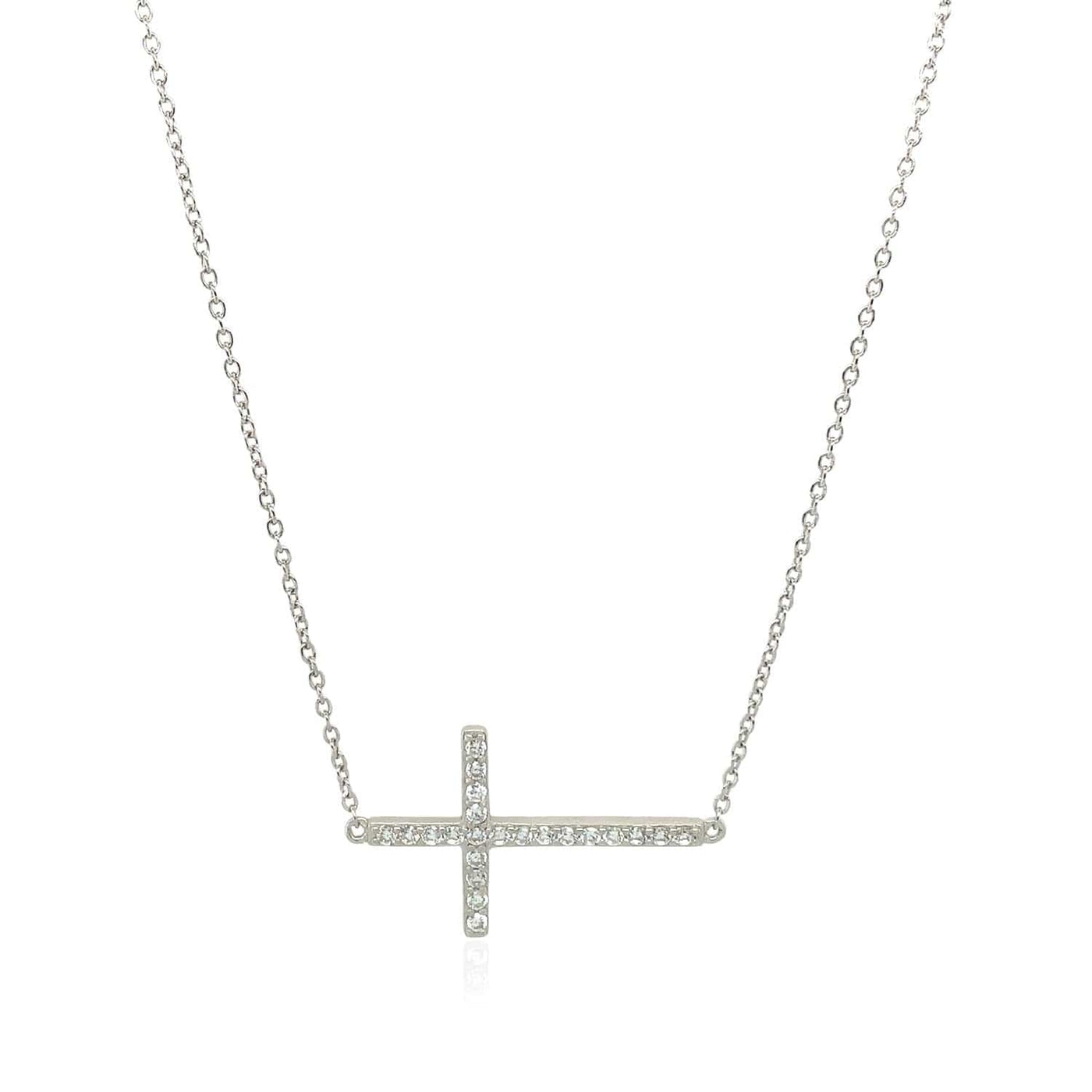 RCJ Bracelets 7'' / Sterling Silver Sterling Silver Cross Bracelet with Cubic Zirconias