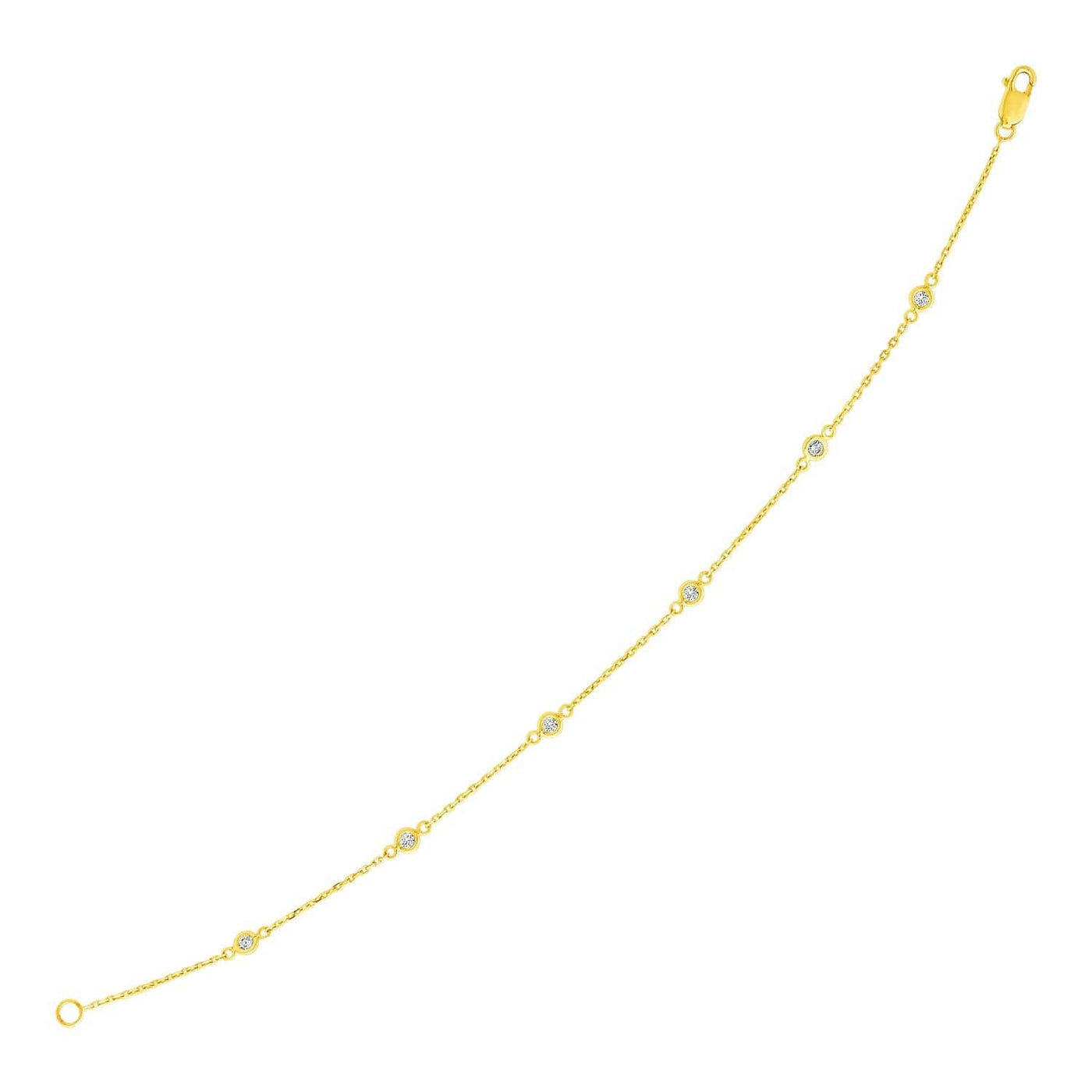 RCJ Bracelets 7'' / Yellow Gold 14k Yellow Gold 7 inch Bracelet with Diamond Stations (3.30 mm)