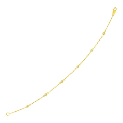 RCJ Bracelets 7'' / Yellow Gold 14k Yellow Gold 7 inch Bracelet with Diamond Stations (3.30 mm)