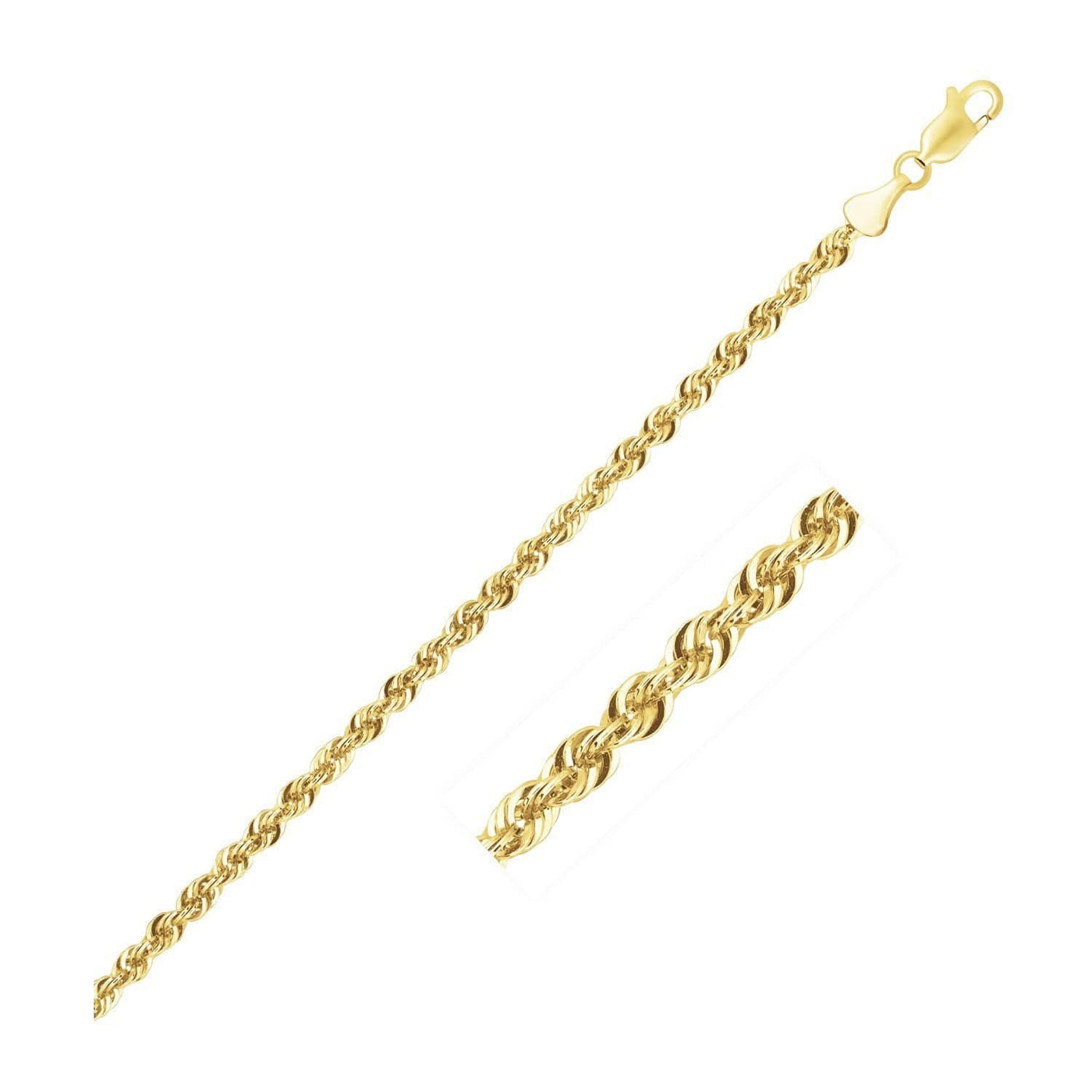 RCJ Bracelets 7 / Yellow Gold Lite Rope Chain Bracelet in 10k Yellow Gold  (2.50 mm)