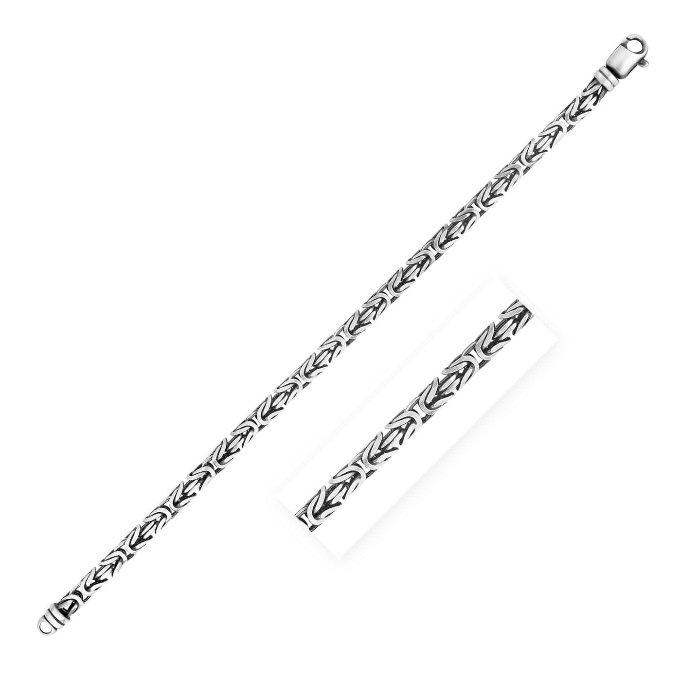 RCJ Bracelets 8.25'' / Sterling Silver Sterling Silver Gunmetal Finish Byzantine Chain Bracelet (5.00 mm)