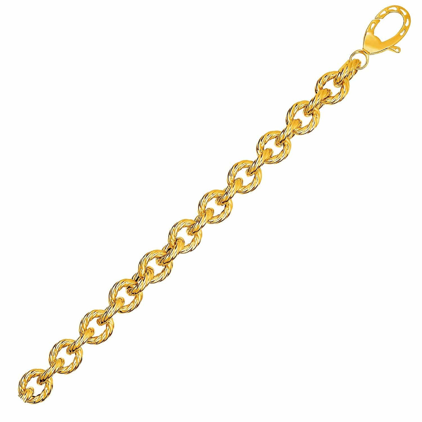 RCJ Bracelets 8'' / Yellow Gold Textured Oval Link Bracelet in 14k Yellow Gold  (8.70 mm)