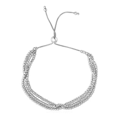 RCJ Bracelets 9.25'' / Sterling Silver Adjustable Three-Strand Bead Bracelet in Sterling Silver (1.00 mm)
