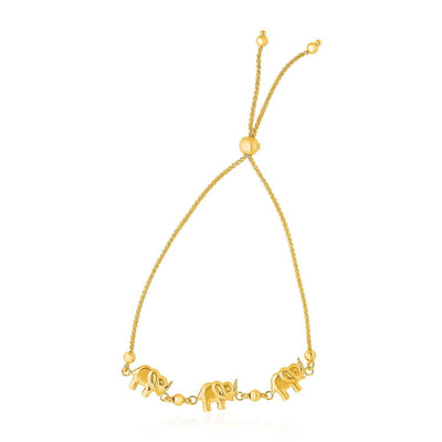 RCJ Bracelets 9.25'' / Yellow Gold 14k Yellow Gold Elephant Station Lariat Style Bracelet (1.00 mm)