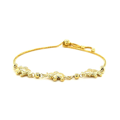 RCJ Bracelets 9.25'' / Yellow Gold 14k Yellow Gold Elephant Station Lariat Style Bracelet (1.00 mm)
