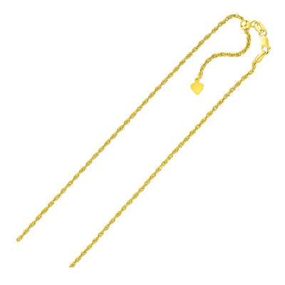 RCJ Chains 22'' / Sterling Silver Sterling Silver in Yellow Finish 1.5mm Adjustable Rope Chain (1.50 mm)