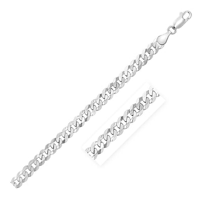 RCJ Chains Rhodium Plated Sterling Silver Curb Style Chain (5.50 mm)