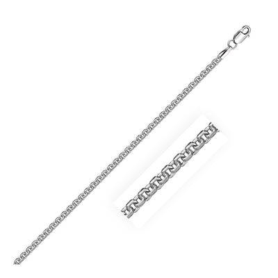 RCJ Chains Sterling Silver Rhodium Plated Round Box Chain (2.20 mm)