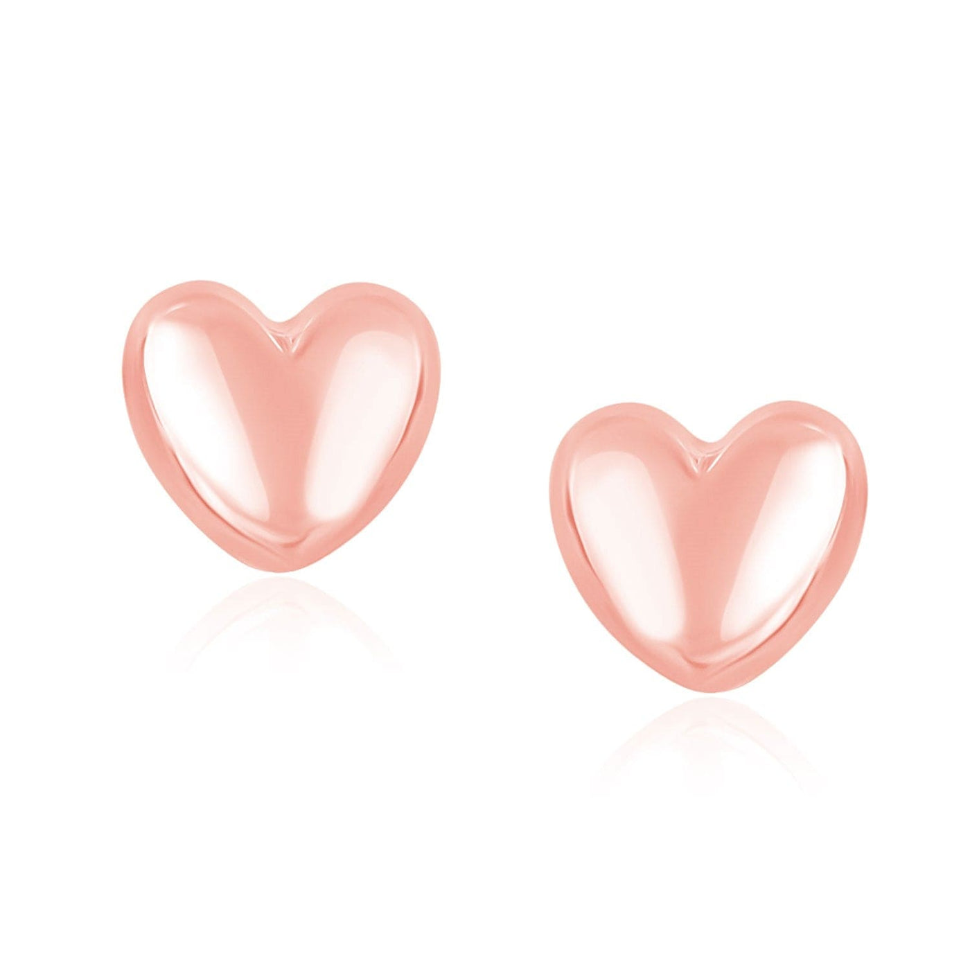 RCJ Earrings Rose Gold 14k Rose Gold Puffed Heart Shape Shiny Earrings