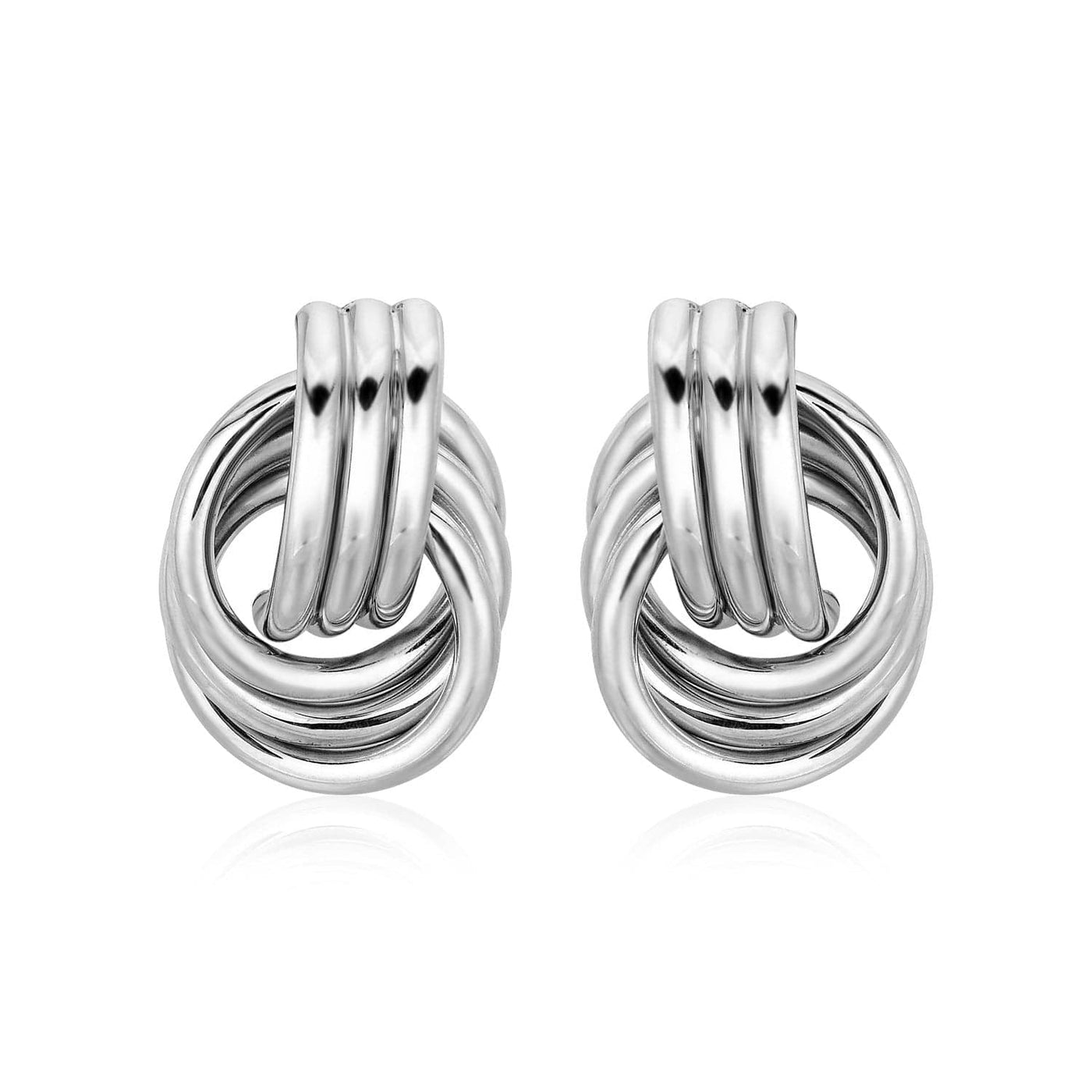 RCJ Earrings Sterling Silver Polished Love Knot Earrings with Interlocking Rings in Sterling Silver(15mm)