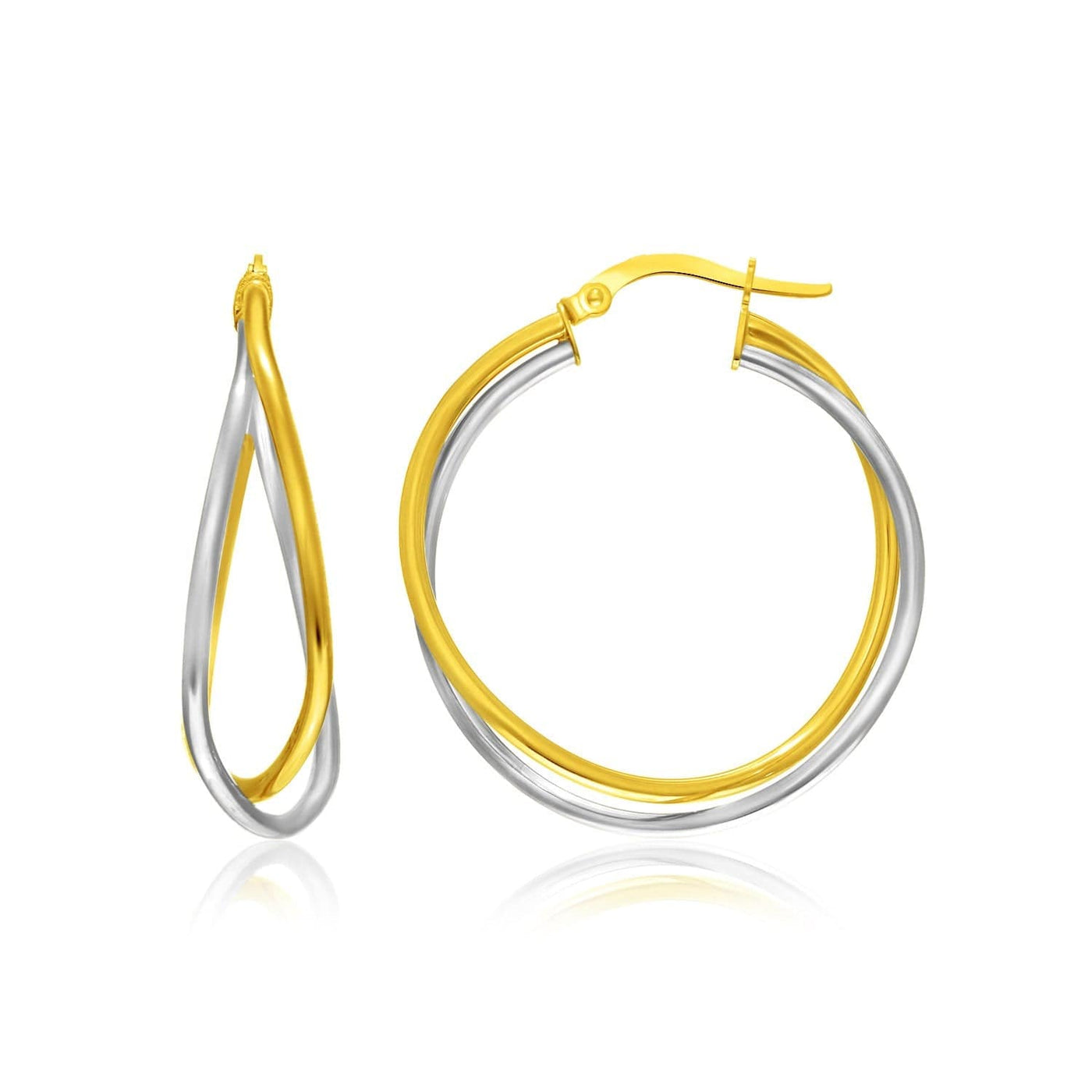 RCJ Earrings Two-Tone Gold 14k Two-Tone Gold Interlaced Double Row Earrings