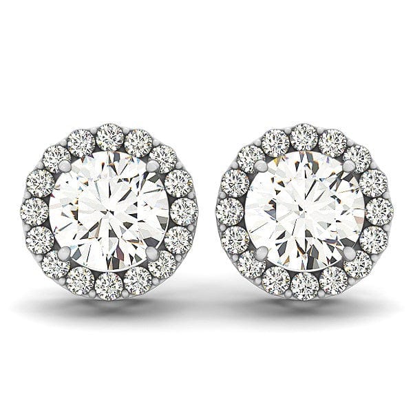 RCJ Earrings White Gold 14k White Gold Four Prong Round Halo Diamond Earrings (1 1/6 cttw)