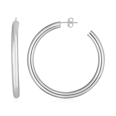 RCJ Earrings White Gold 14k White Gold Polished Hoop Earrings(4x40mm)