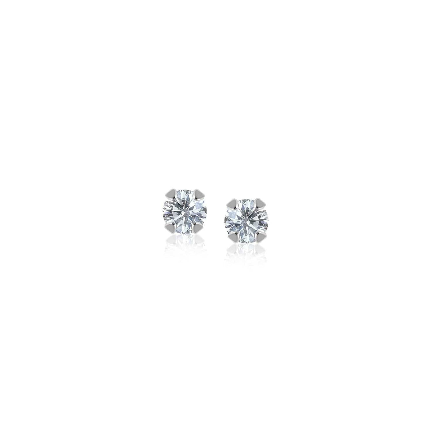 RCJ Earrings White Gold 14k White Gold White Cubic Zirconia Stud Earrings(2mm)