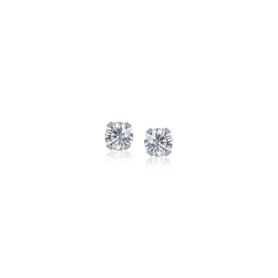 RCJ Earrings White Gold 14k White Gold White Cubic Zirconia Stud Earrings(2mm)