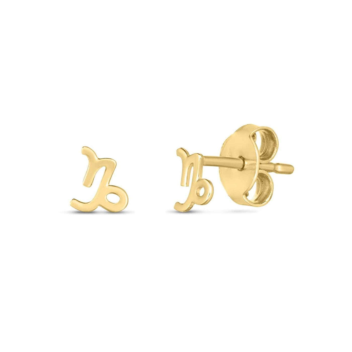 RCJ Earrings Yellow Gold 14k Yellow Gold Capricorn Stud Earrings