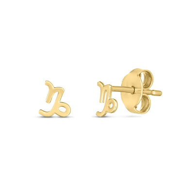 RCJ Earrings Yellow Gold 14k Yellow Gold Capricorn Stud Earrings