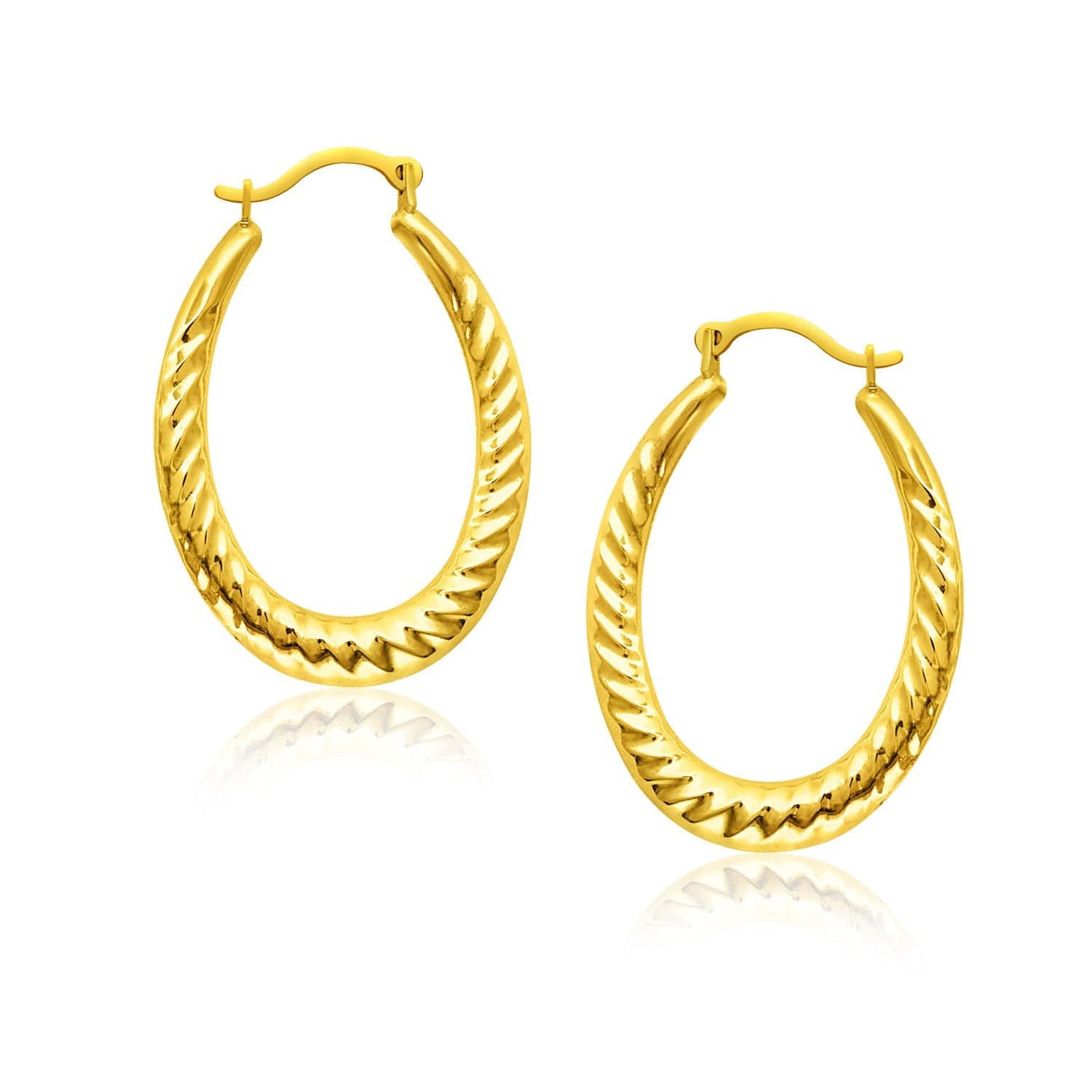 RCJ Earrings Yellow Gold 14k Yellow Gold Hoop Earrings with Textured Details