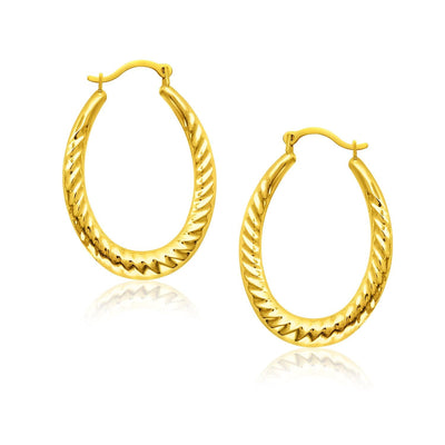 RCJ Earrings Yellow Gold 14k Yellow Gold Hoop Earrings with Textured Details