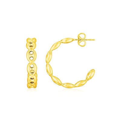 RCJ Earrings Yellow Gold 14K Yellow Gold Hoop Mariner Chain Earrings