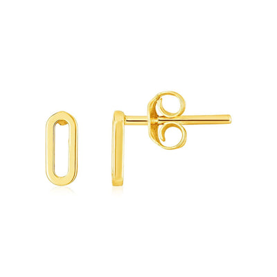 RCJ Earrings Yellow Gold 14k Yellow Gold Paperclip Link Stud Earrings