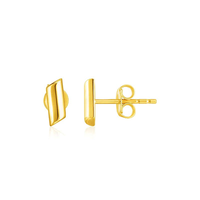 RCJ Earrings Yellow Gold 14k Yellow Gold Polished Rectangular Post Earrings