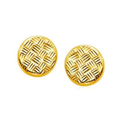 RCJ Earrings Yellow Gold 14k Yellow Gold Post Earrings with Textured Circles