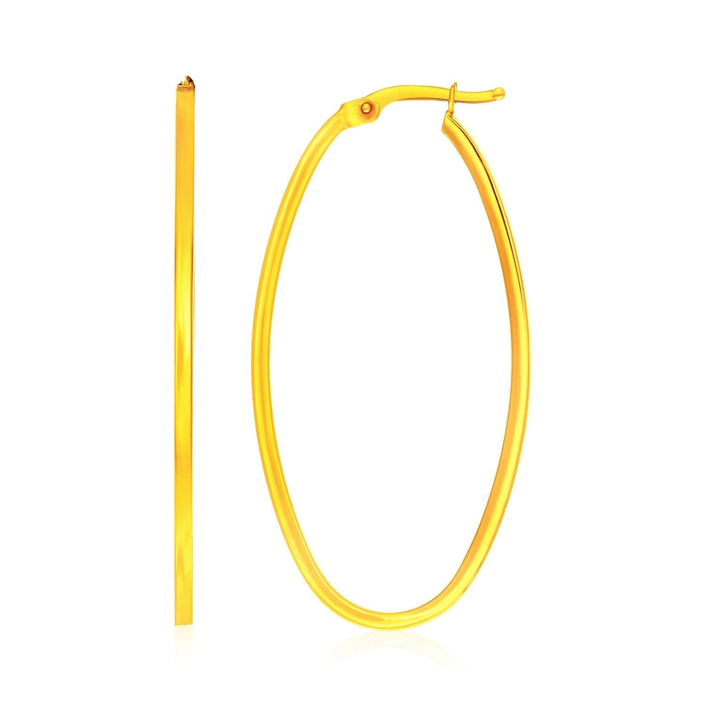 RCJ Earrings Yellow Gold 14k Yellow Gold Slim Oval Shape Hoop Earrings
