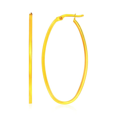 RCJ Earrings Yellow Gold 14k Yellow Gold Slim Oval Shape Hoop Earrings
