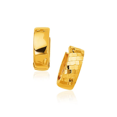 RCJ Earrings Yellow Gold 14k Yellow Gold Textured and Polished Hoop Earrings