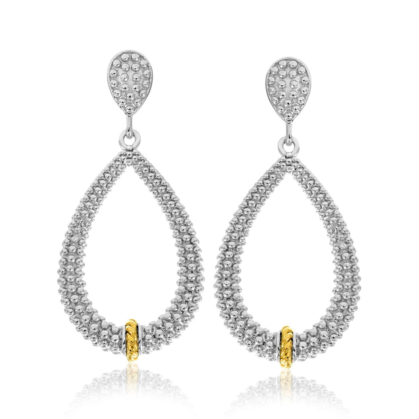 RCJ Earrings Yellow Gold & Sterling Silver 18k Yellow Gold & Sterling Silver Diamond Accented Graduated Popcorn Earrings