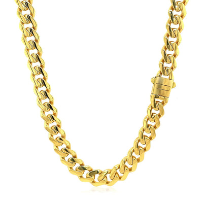 RCJ Necklaces 14k Yellow Gold Polished Miami Cuban Chain Necklace